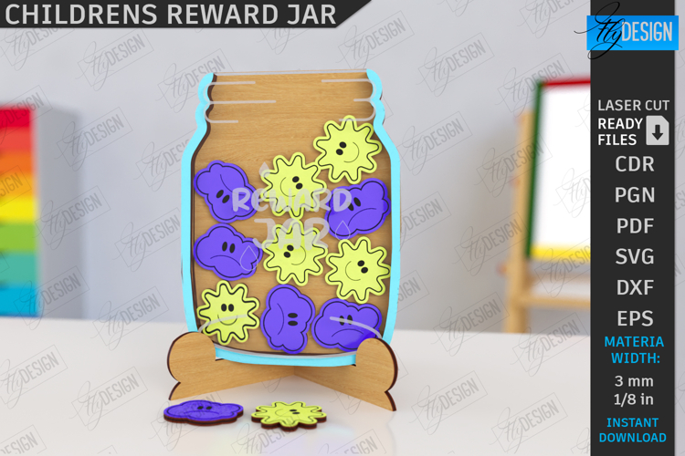 Children’s Reward Jar Laser Cut |Good Behavior Jar| Kids SVG