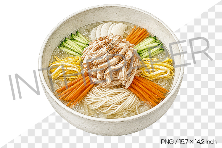Chilled Chicken Noodle Soup PNG Watercolor Clipart korean