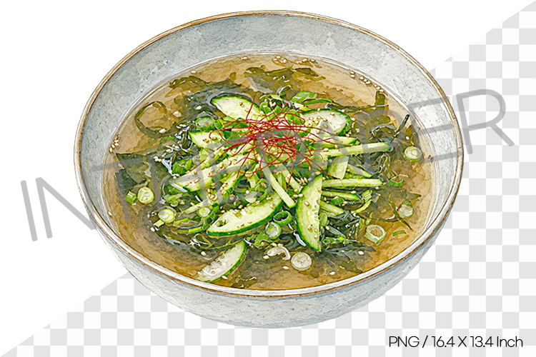 Chilled Cucumber Soup PNG Watercolor Clipart korean food