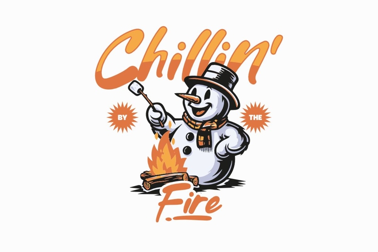 Chillin By The Fire Christmas T-shirt Design