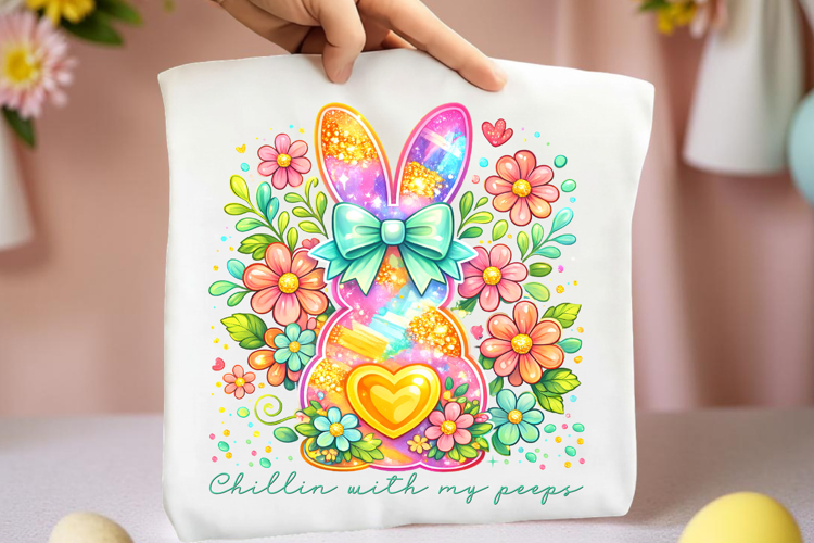 Chillin with my peeps png, Easter png, Easter bunny coquette