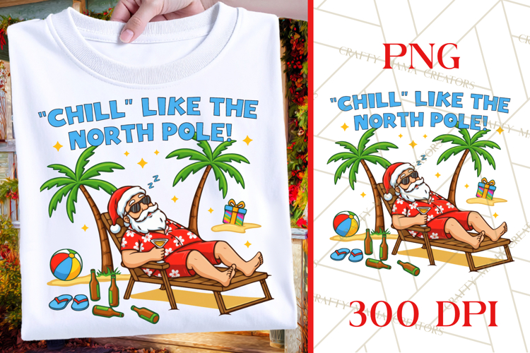 Chill Like The North Pole| Beach Christmas PNG | Santa