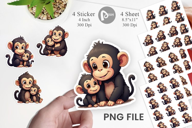 Chimpanzee Mothers Day Sticker