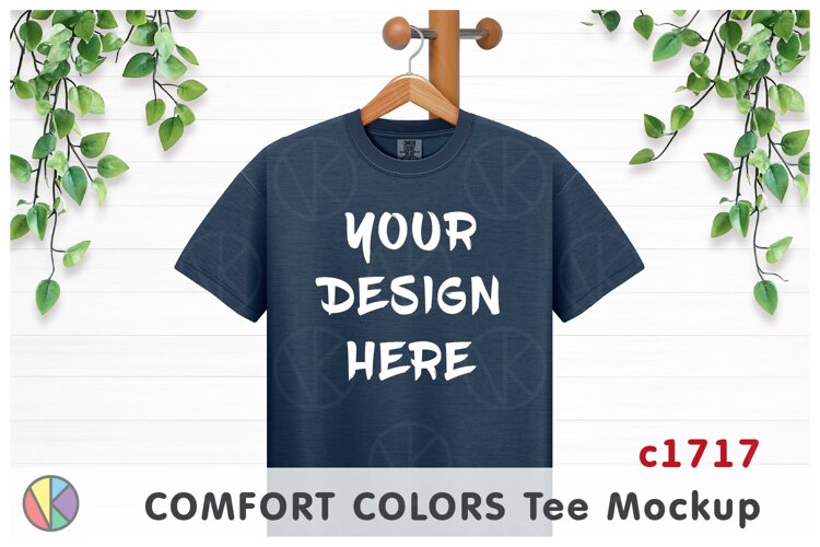China Blue Comfort Colors 1717 T-Shirt Mockup.