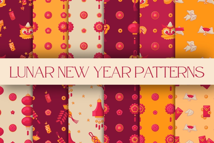 Auspicious Lunar New Year Seamless Patterns
