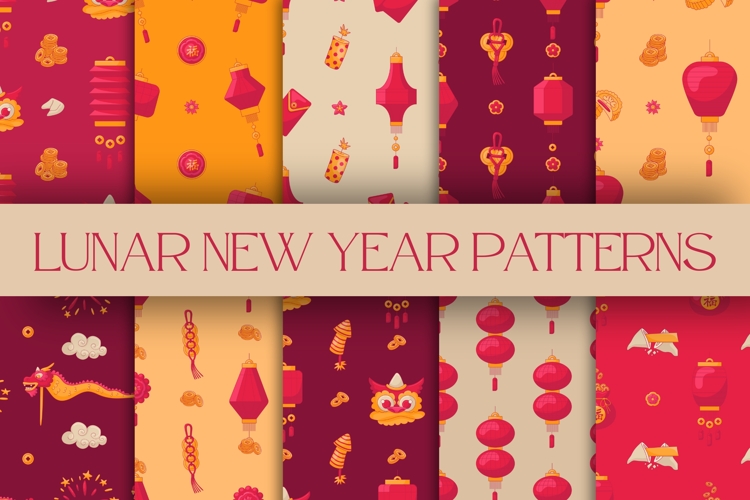 Prosperity Spring Festival Seamless Patterns