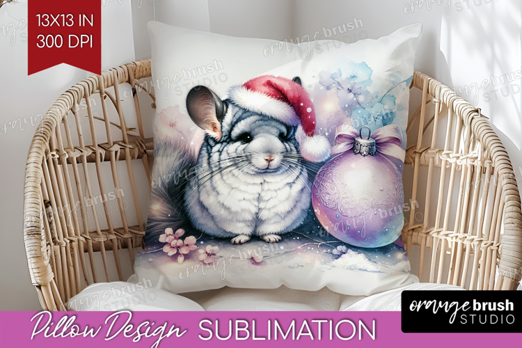 Chinchilla Pastel Christmas Pillow Sublimation Coquette Xmas
