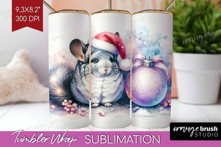 Chinchilla Pastel Christmas Tumbler Wrap Coquette Xmas PNG