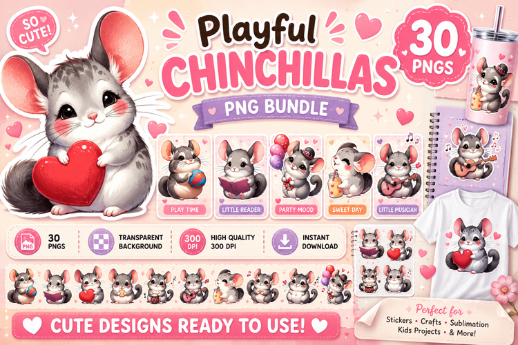 Chinchilla Cheer Squad Playful Clipart