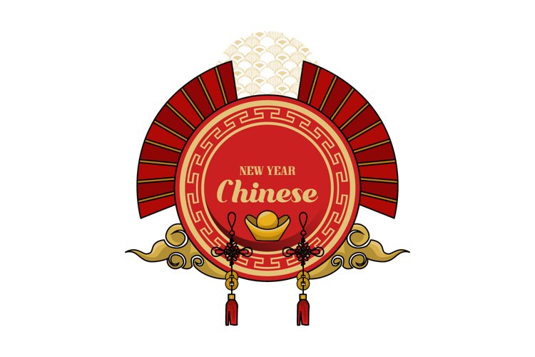 Chinese new year circle frame with traditional ornament desi