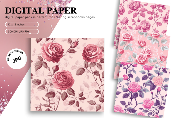 Chinoiserie Floral Pattern Background Vintage Digital Paper9