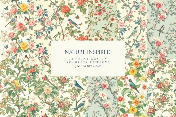 Chinoiseries Toile Seamless Patterns