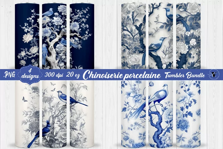 Birds Sublimation | Chinoiserie Porcelain tumbler