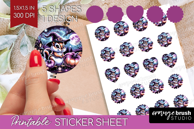 Chipmunk Halloween Round Sticker Cute Animal Printable