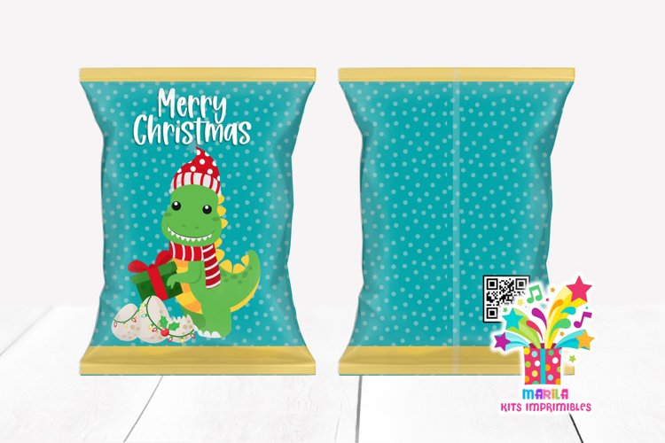 Merry Christmas Chip Bag Design #17 - dinosaur christmas example image 1