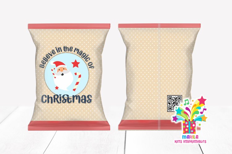 Merry Christmas Chip Bag Design #4 / Santa chip bag example image 1