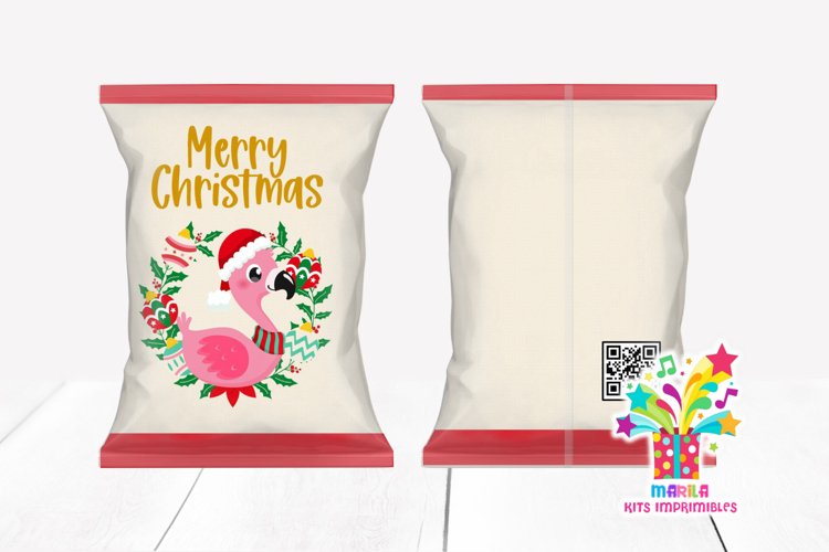 Merry Christmas Chip Bag Design #7 flamingo christmas example image 1