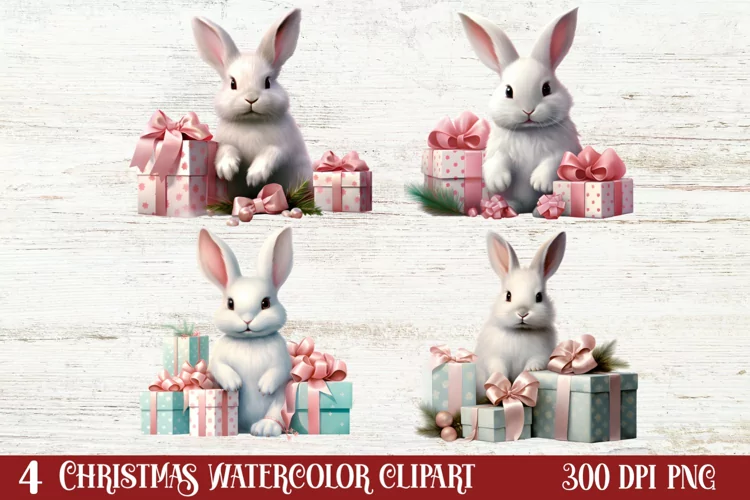 Chirstmas Bunnies Clipart , Chirstmas Bunnies Clipart,