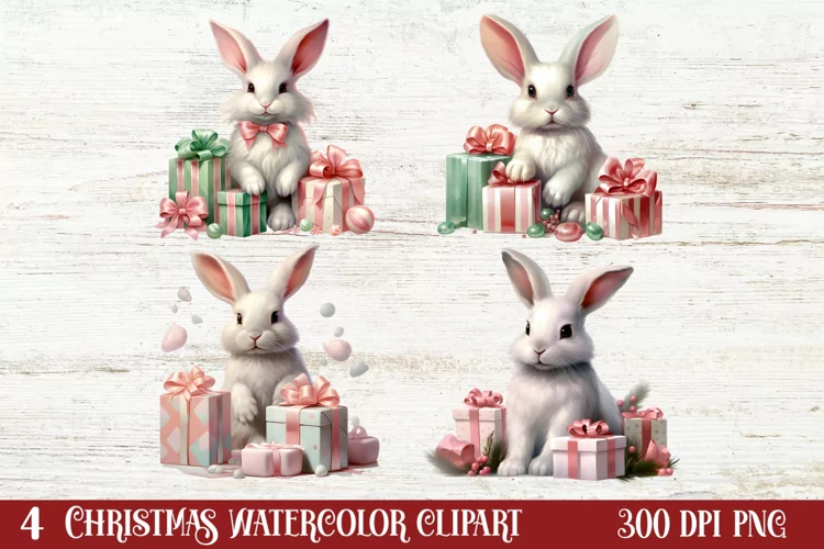 Chirstmas Bunnies Clipart , Chirstmas Bunnies Clipart,