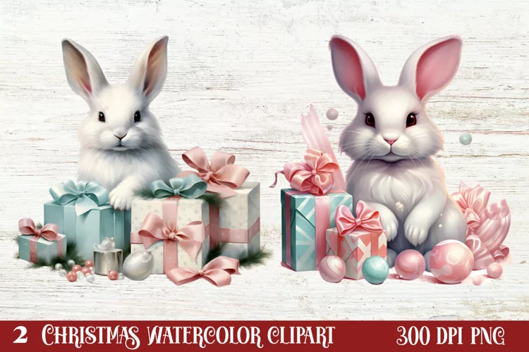 Chirstmas Bunnies Clipart , Chirstmas Bunnies Clipart,
