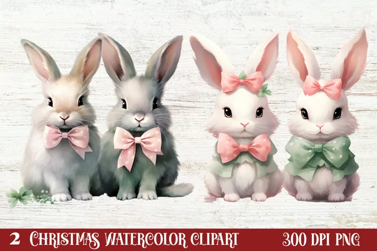 Chirstmas Bunnies Clipart , Chirstmas Bunnies Clipart,