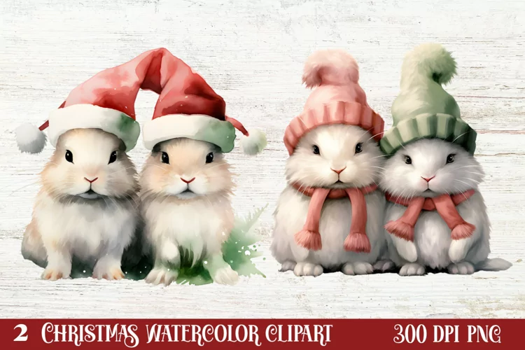 Chirstmas Bunnies Clipart , Chirstmas Bunnies Clipart,