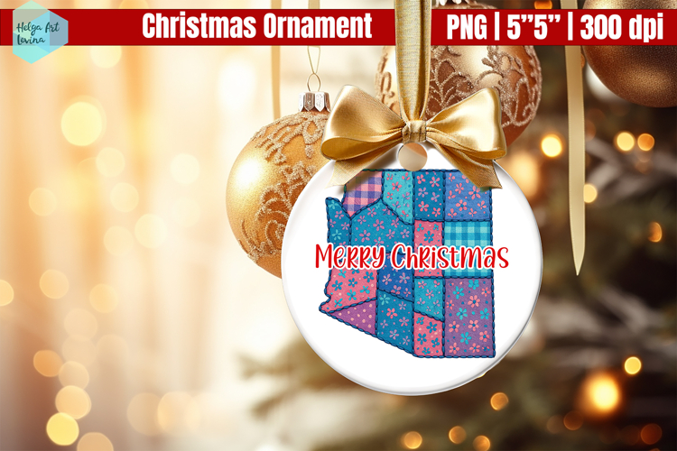 Patchwork Arizona Christmas Ornaments PNG
