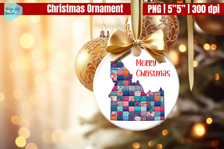 Patchwork Idaho Christmas Ornaments PNG