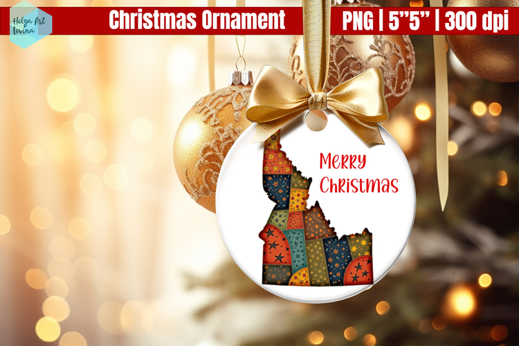 Patchwork Idaho Christmas Ornaments PNG