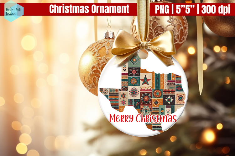 Patchwork Texas Christmas Ornaments PNG