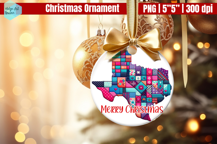Patchwork Texas Christmas Ornaments PNG