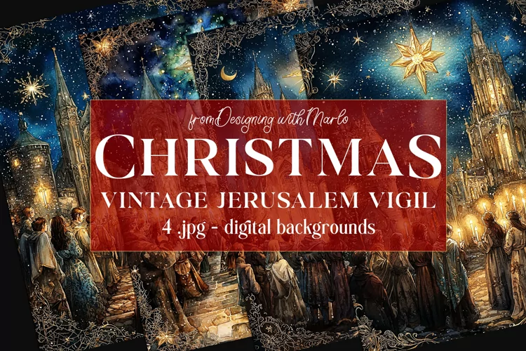 Christmas Card Backgrounds, Vintage Jerusalem Vigil Cards s1