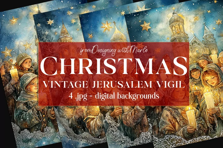 Christmas Card Backgrounds, Vintage Jerusalem Vigil Cards s2