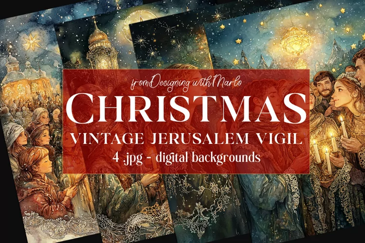 Christmas Card Backgrounds, Vintage Jerusalem Vigil Cards s3