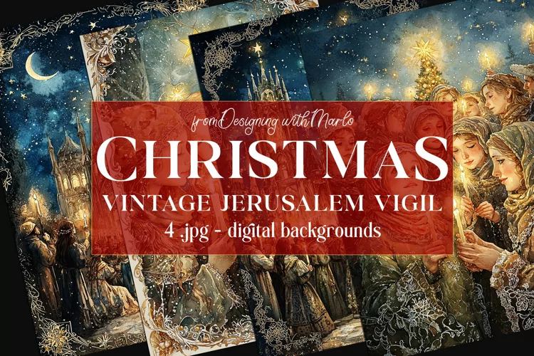 Christmas Card Backgrounds, Vintage Jerusalem Vigil Cards s4