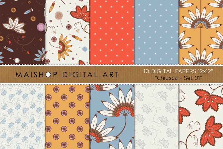 Boho Floral Digital Paper Pack