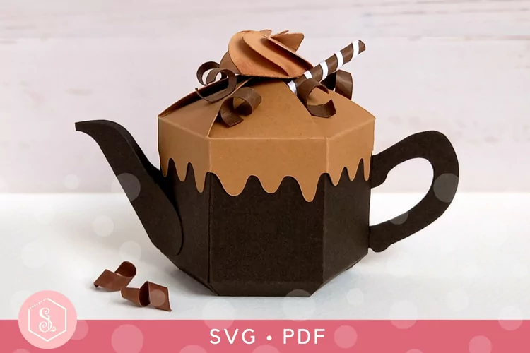 Chocolate Teapot Box SVG and PDF Templates
