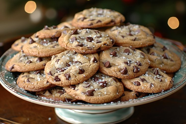 Cookies with chocolate chips Heap on a plate