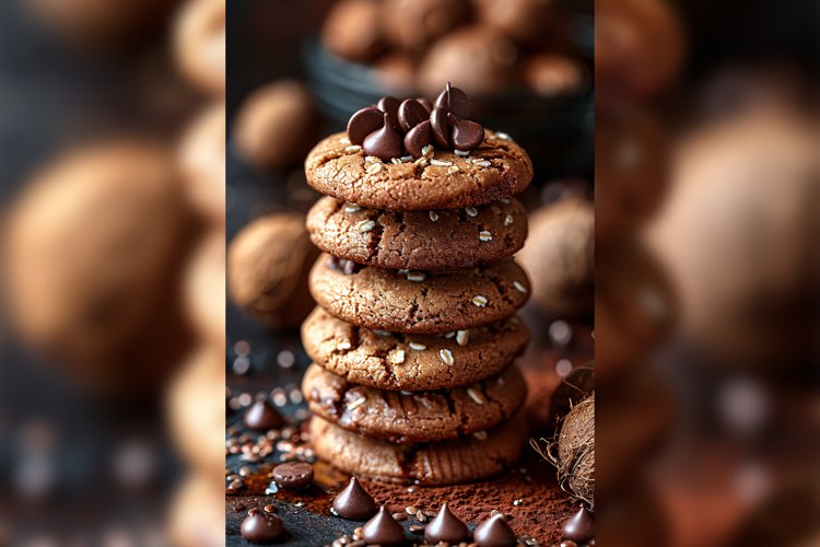 Floating Chocolate Chip Cookies Stacked 3710797 