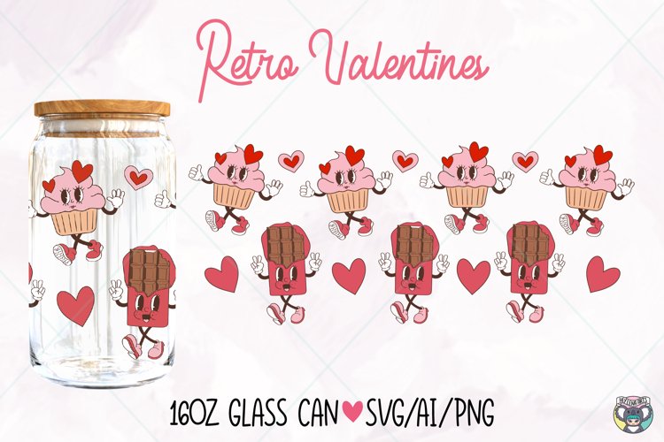 Valentines Can Glass Wrap Svg, Valentines Libbey Wrap svg example image 1