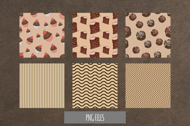 Chocolate Food with Vintage Seamless Pattern Paper Pack