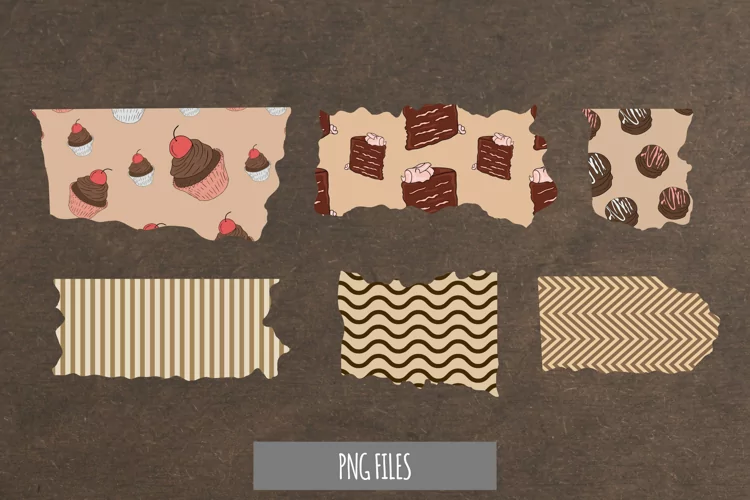 Chocolate Food with Vintage Seamless Pattern Torn Paper