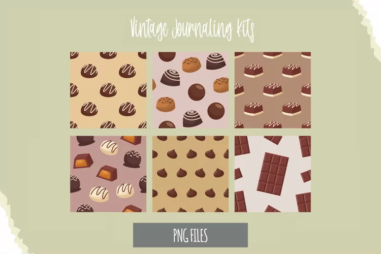 Chocolate Food with Vintage Seamless Pattern Paper Pack