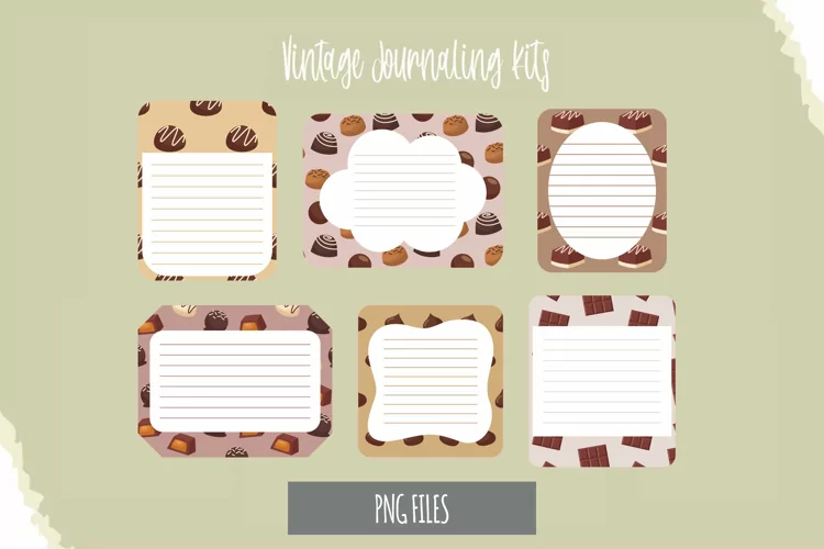 Chocolate Food with Vintage Seamless Shaped Journaling Page