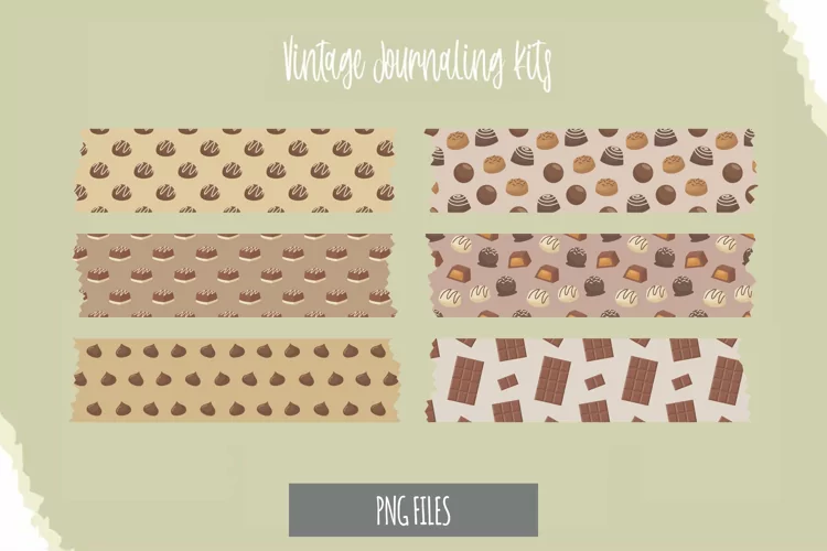 Chocolate Food with Vintage Color Seamless Pattern Tape