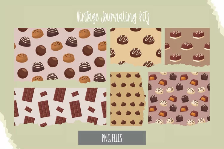 Chocolate Food with Vintage Seamless Pattern Torn Paper