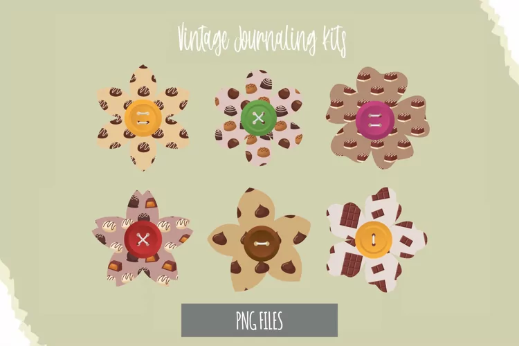 Chocolate Food with Vintage Color Seamless Pattern Button