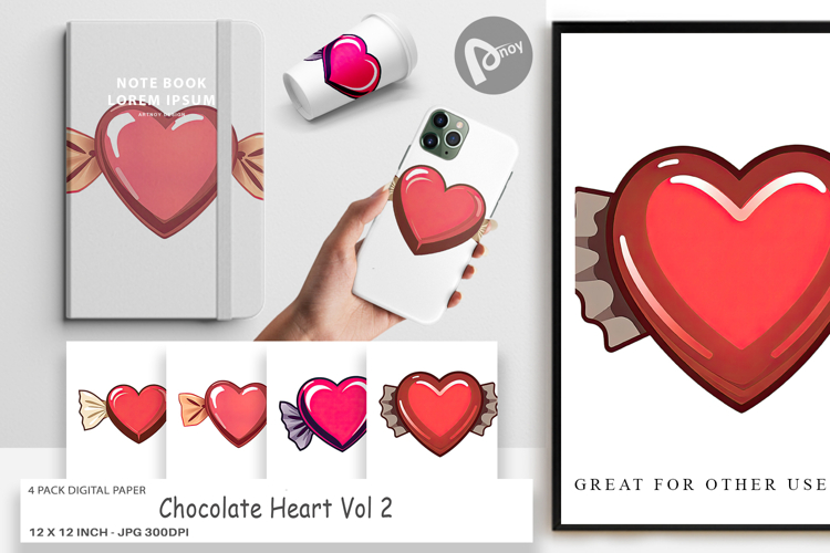 Digital Paper Chocolate Heart