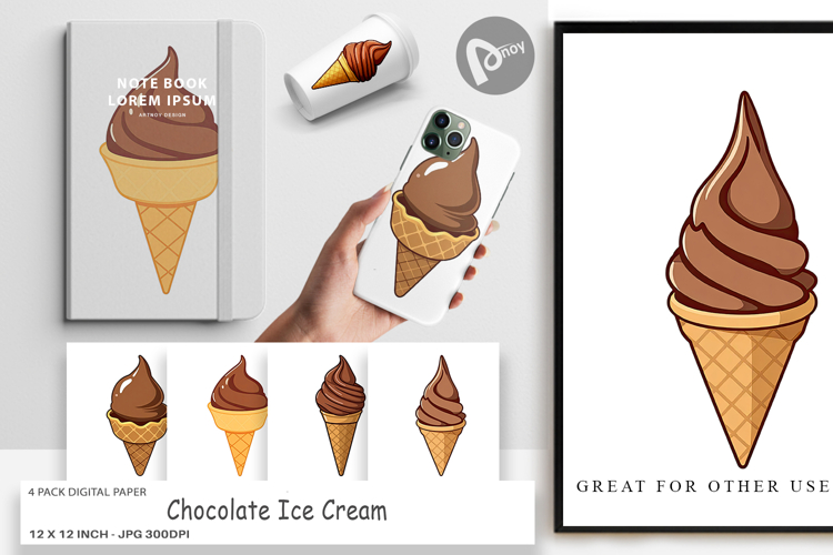 Digital Paper Chocolate Ice Cream