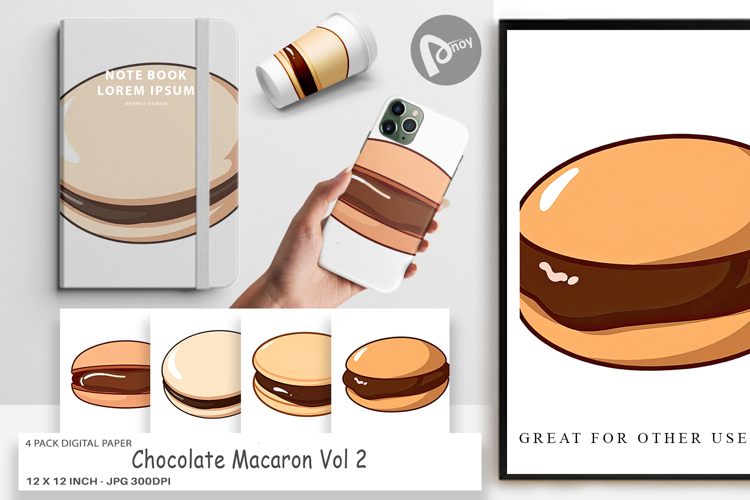 Digital Paper Chocolate Macaron